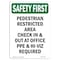 Signmission OSHA, 14" Height, Decal, 14" H, Portrait, Pedestrian Restricted Area Check OS-SF-D-1014-V-11199 - alternate 1